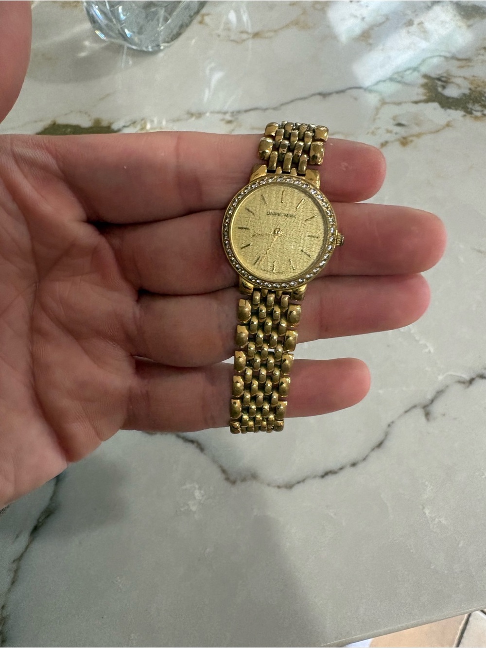 Vtg Daniel Mink Elegance Watch Women 18k Gold Plated 6.75"